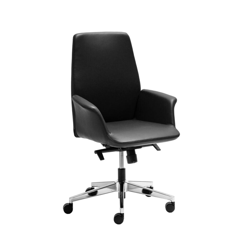 Accord Executive Chair Black Leather Medium Back Black | Office Furniture Designs
