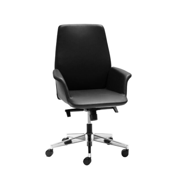 Accord Executive Chair Black Leather Medium Back Black | Office Furniture Designs