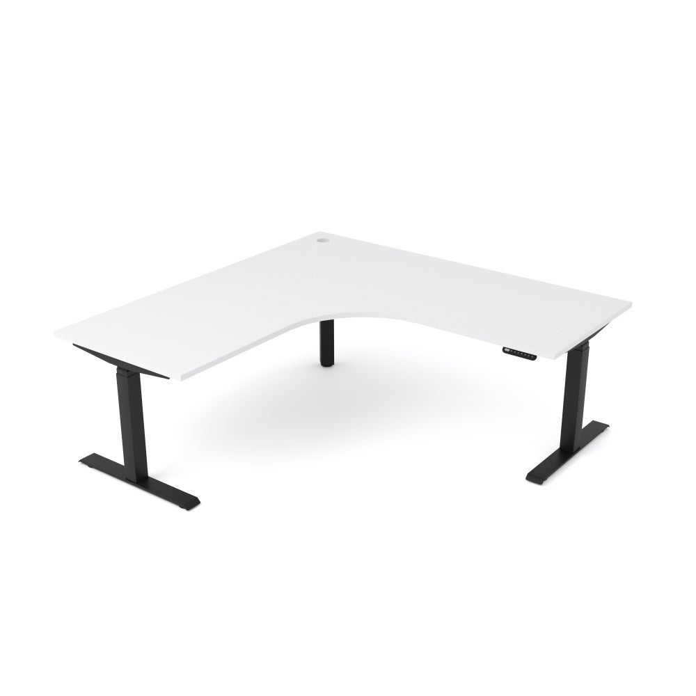 Agile Motion 90 Degree Workstation 1800/1800W x 750D x 620 - 1270mmH 90 Degree Workstation LHR Black & White - Office Furniture Designs