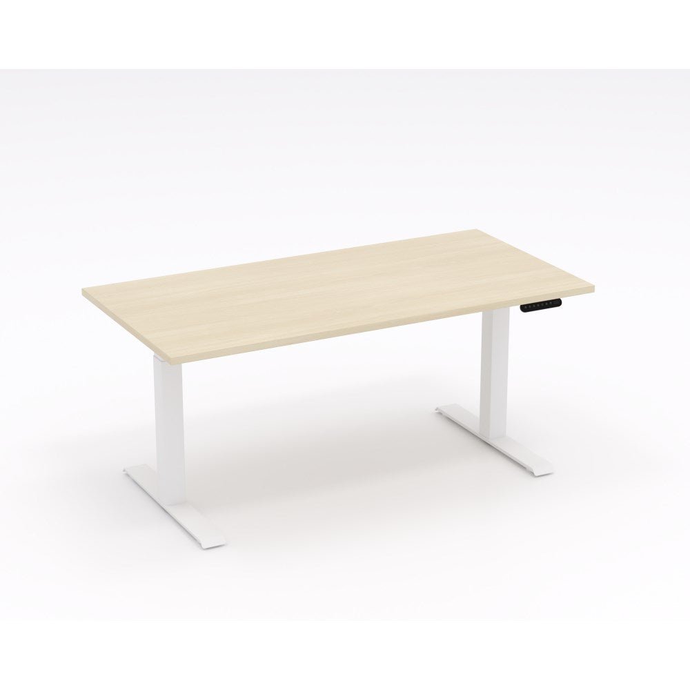 Agile Motion Electric Height Adjustable Workstation 1500W x 750D x 680 - 1160mmH White Maple - Office Furniture Designs