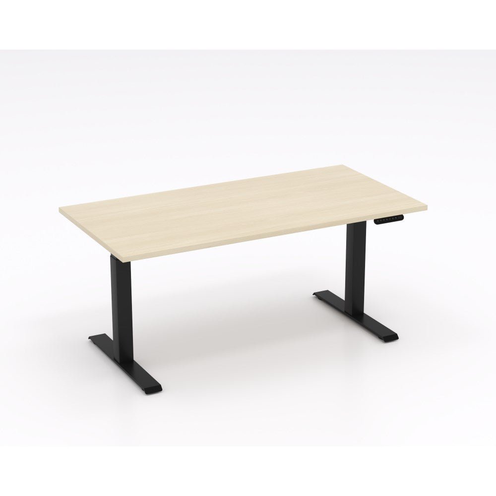 Agile Motion Electric Height Adjustable Workstation 1800W x 750D x 680 - 1160mmH Black Maple - Office Furniture Designs