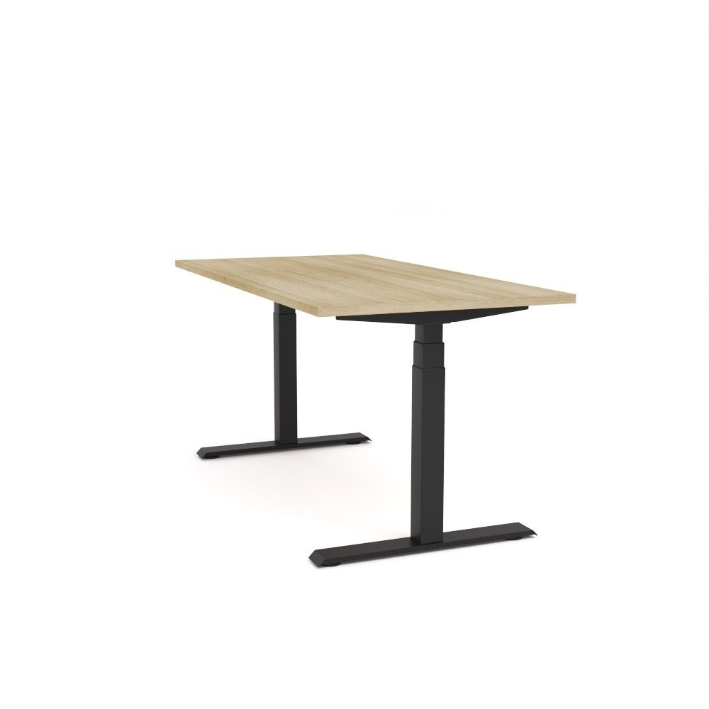 Agile Motion Height Adjustable Desk 1200W x 750D x 685 - 1130mmH Adjustable Single Sided Desk Black & Oak - Office Furniture Designs