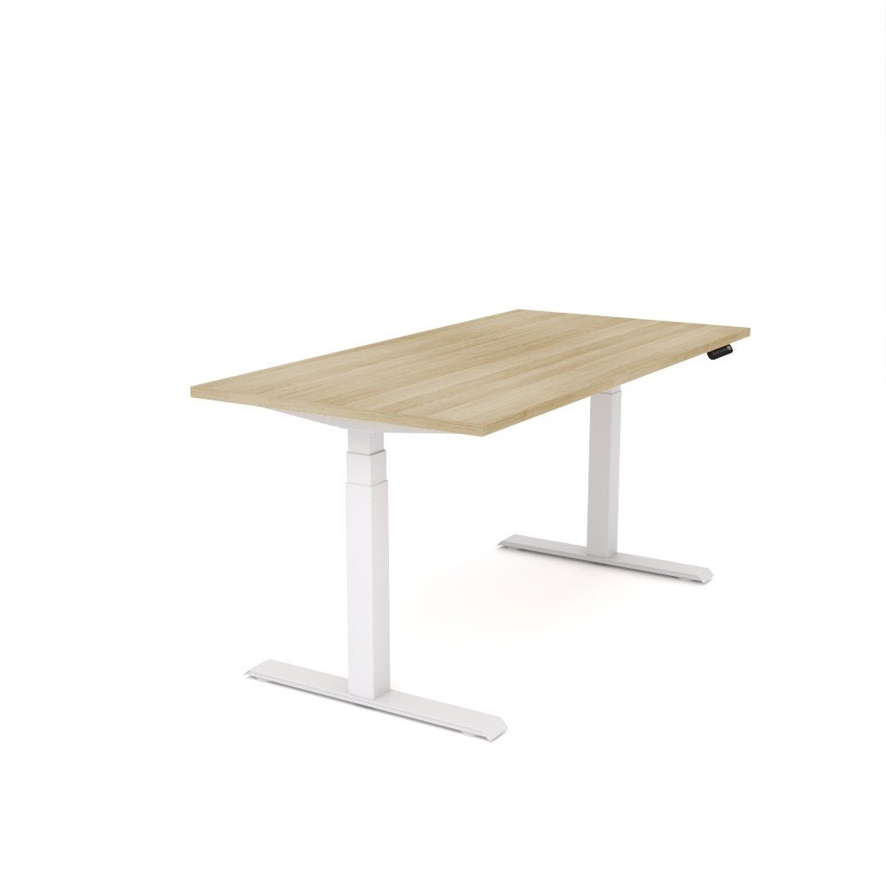 Agile Motion Height Adjustable Desk 1200W x 750D x 685 - 1130mmH Adjustable Single Sided Desk White & Oak - Office Furniture Designs