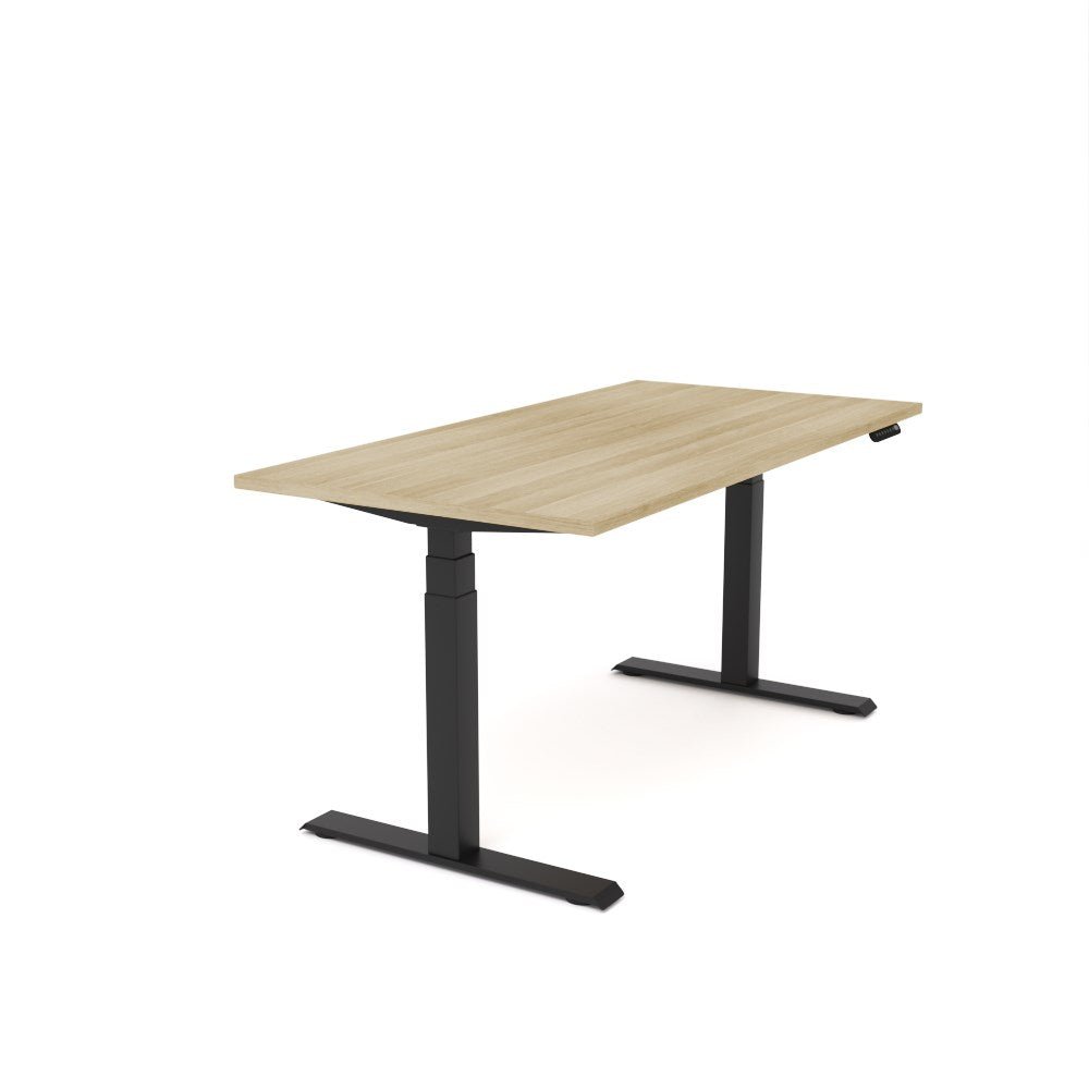 Agile Motion Height Adjustable Desk 1800W x 750D x 685 - 1130mm Adjustable Single Sided Desk Black & Oak - Office Furniture Designs