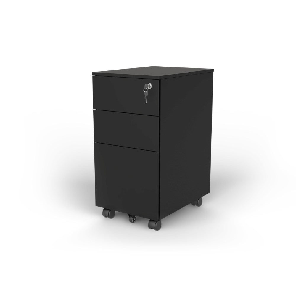 Agile Slimline Mobile Drawer Unit 300W x 450D x 600mmH Black - Office Furniture Designs