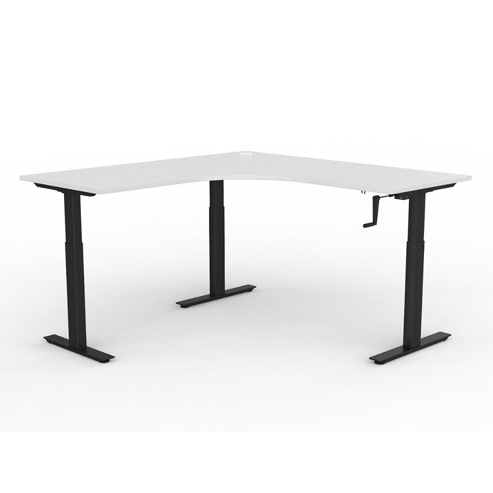 Agile Winder Adjust 90 Degree Workstation 1800/1800W x 680 - 1130mmH LHR 90 Degree Workstation Black & White - Office Furniture Designs