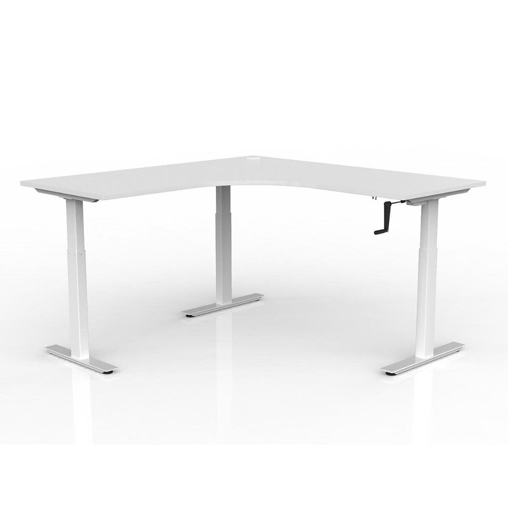 Agile Winder Adjust 90 Degree Workstation 1800/1800W x 680 - 1130mmH LHR 90 Degree Workstation White - Office Furniture Designs