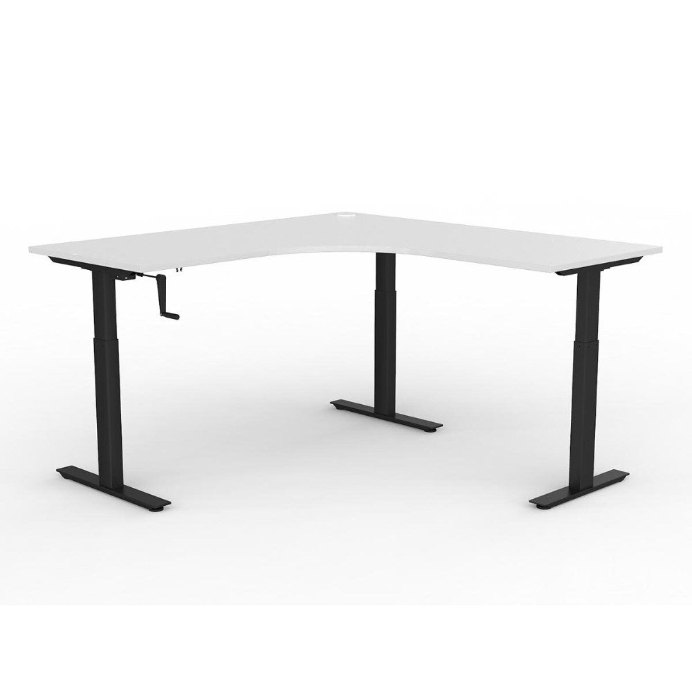 Agile Winder Adjust 90 Degree Workstation 1800/1800W x 680 - 1130mmH RHR 90 Degree Workstation Black & White - Office Furniture Designs