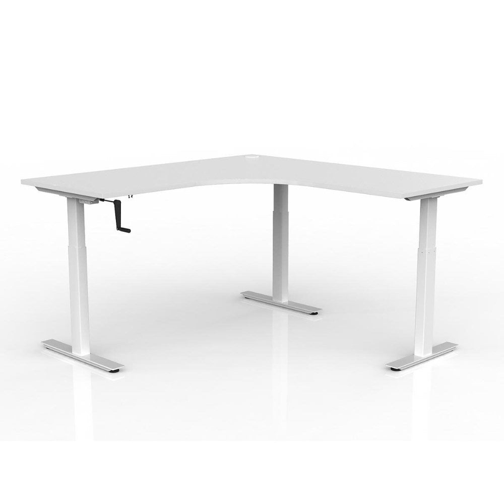 Agile Winder Adjust 90 Degree Workstation 1800/1800W x 680 - 1130mmH RHR 90 Degree Workstation White - Office Furniture Designs