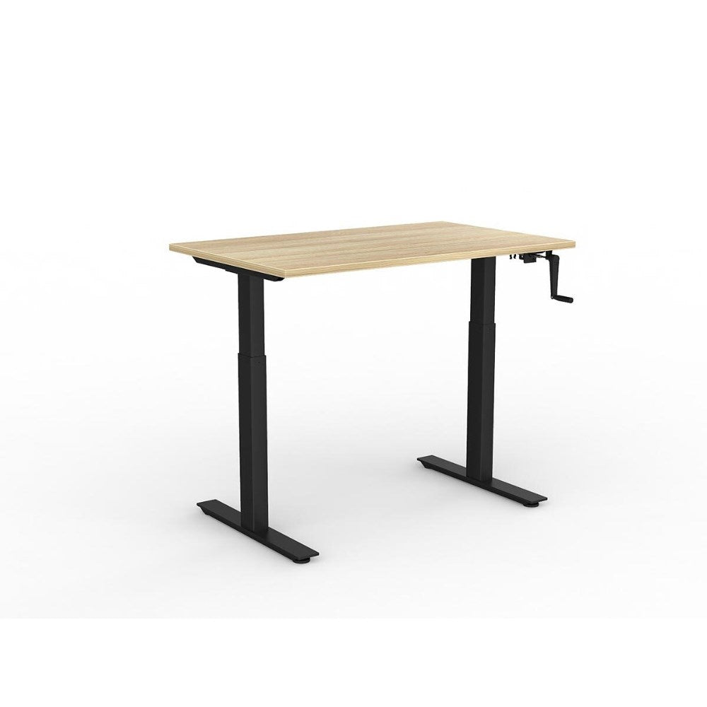 Agile Winder Adjustable Workstation 1200W x 750D x 680 - 1130mmH Black & Oak - Office Furniture Designs