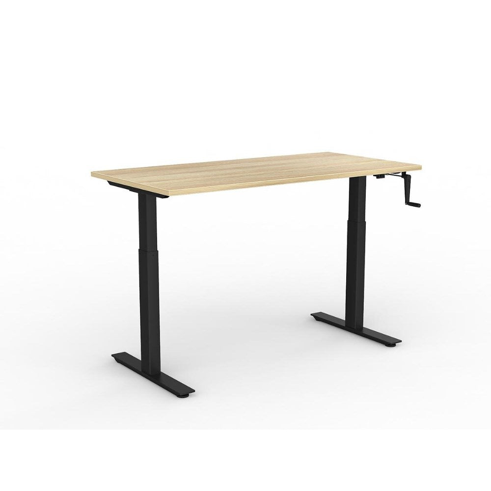 Agile Winder Adjustable Workstation 1500W x 750D x 680 - 1130mmH Black & Oak - Office Furniture Designs