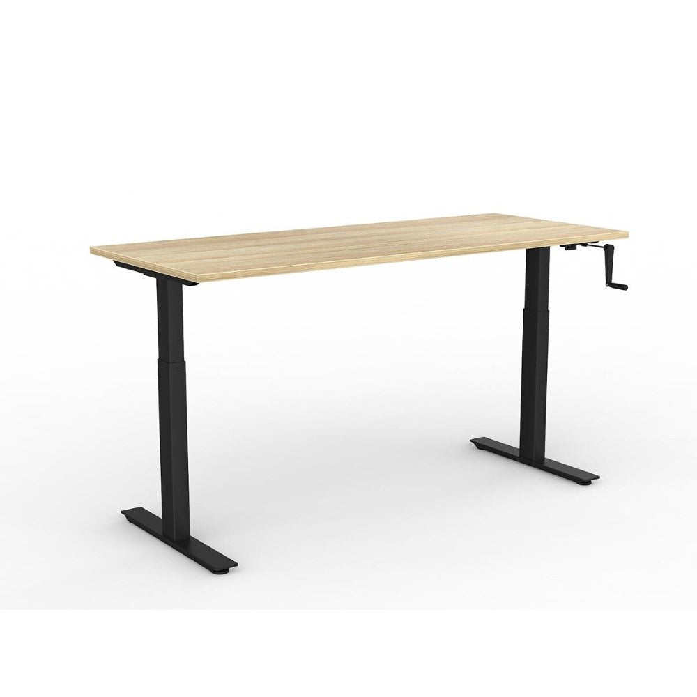 Agile Winder Adjustable Workstation 1800W x 750D x 680 - 1130mmH Black & Oak - Office Furniture Designs