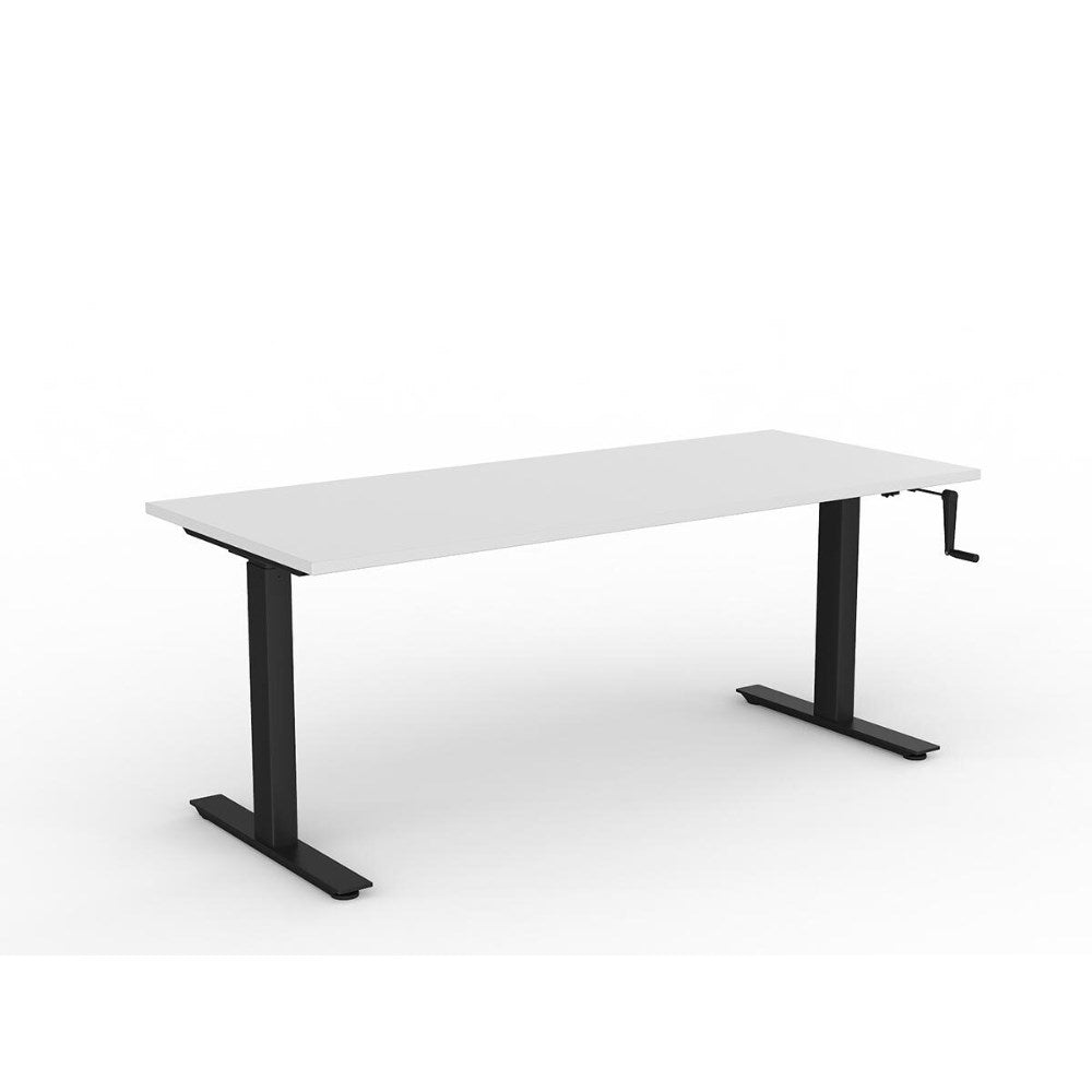 Agile Winder Adjustable Workstation 1800W x 750D x 680 - 1130mmH Black & White - Office Furniture Designs