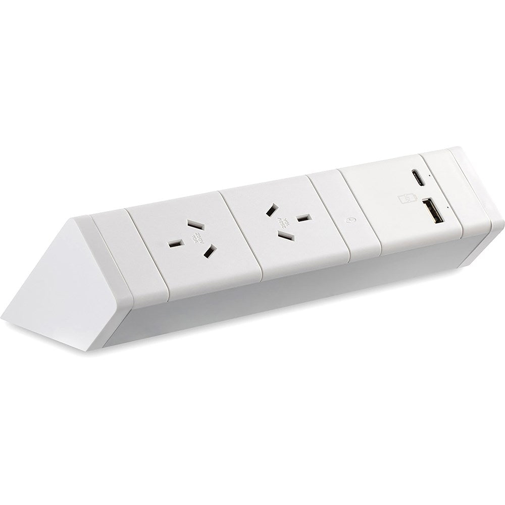 Athena Power Rail Kit 2GPO+1USBA+1USBC White | Office Furniture Designs