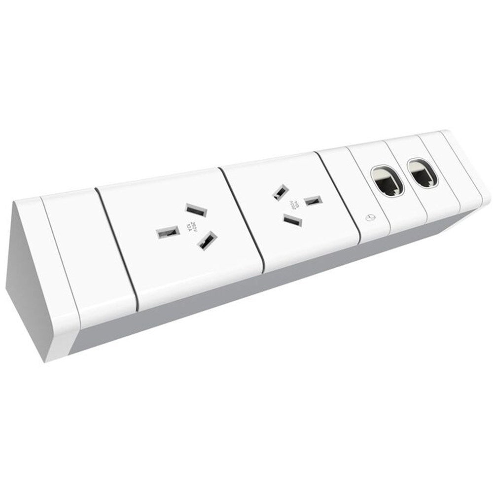Athena Power Rail Kit 2GPO+2Data White | Office Furniture Designs