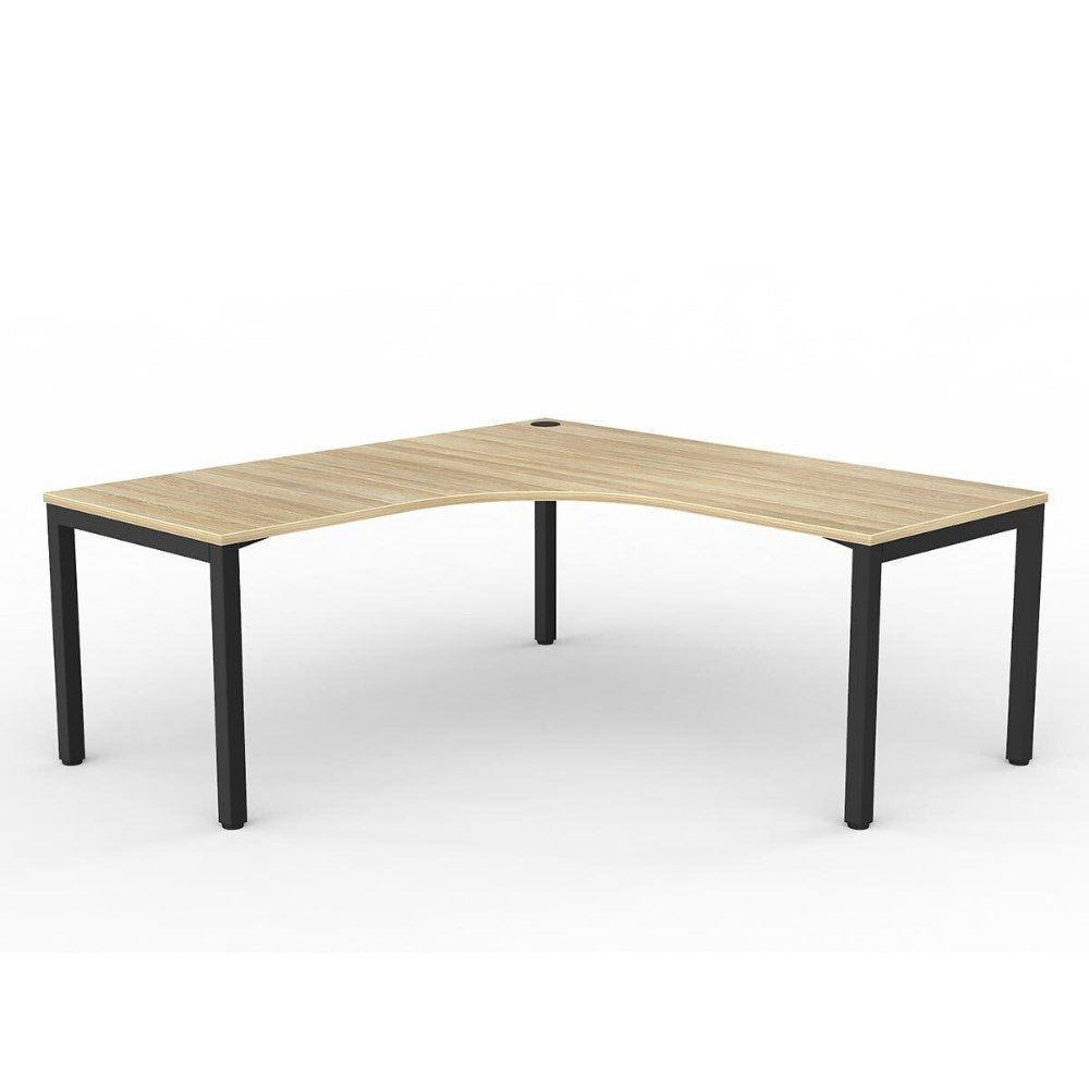 Axis 90 Degree Workstation 1800/1800W x 750D x 715mmH 90 Degree Workstation Left Hand Return Black & Oak - Office Furniture Designs