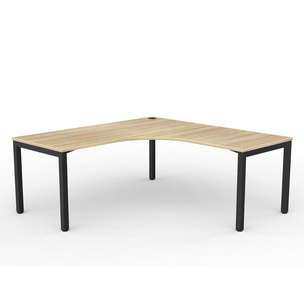 Axis 90 Degree Workstation 1800/1800W x 750D x 715mmH 90 Degree Workstation Right Hand Return Black & Oak - Office Furniture Designs