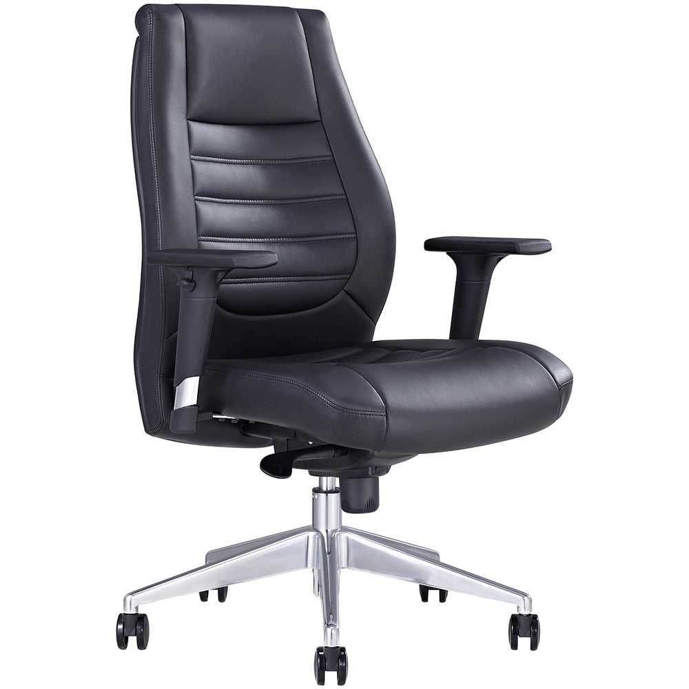 Boston Executive Chair With Arms Black PU Low Back Black | Office Furniture Designs