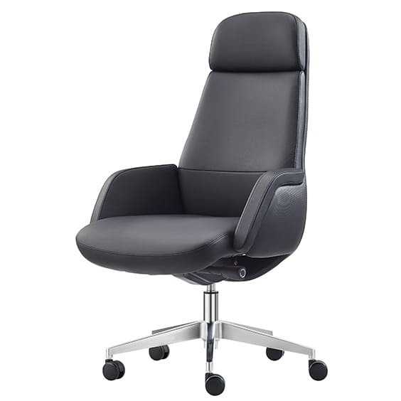 Captain Executive Black Office Chair Leather With Arms Low Back Black | Office Furniture Designs