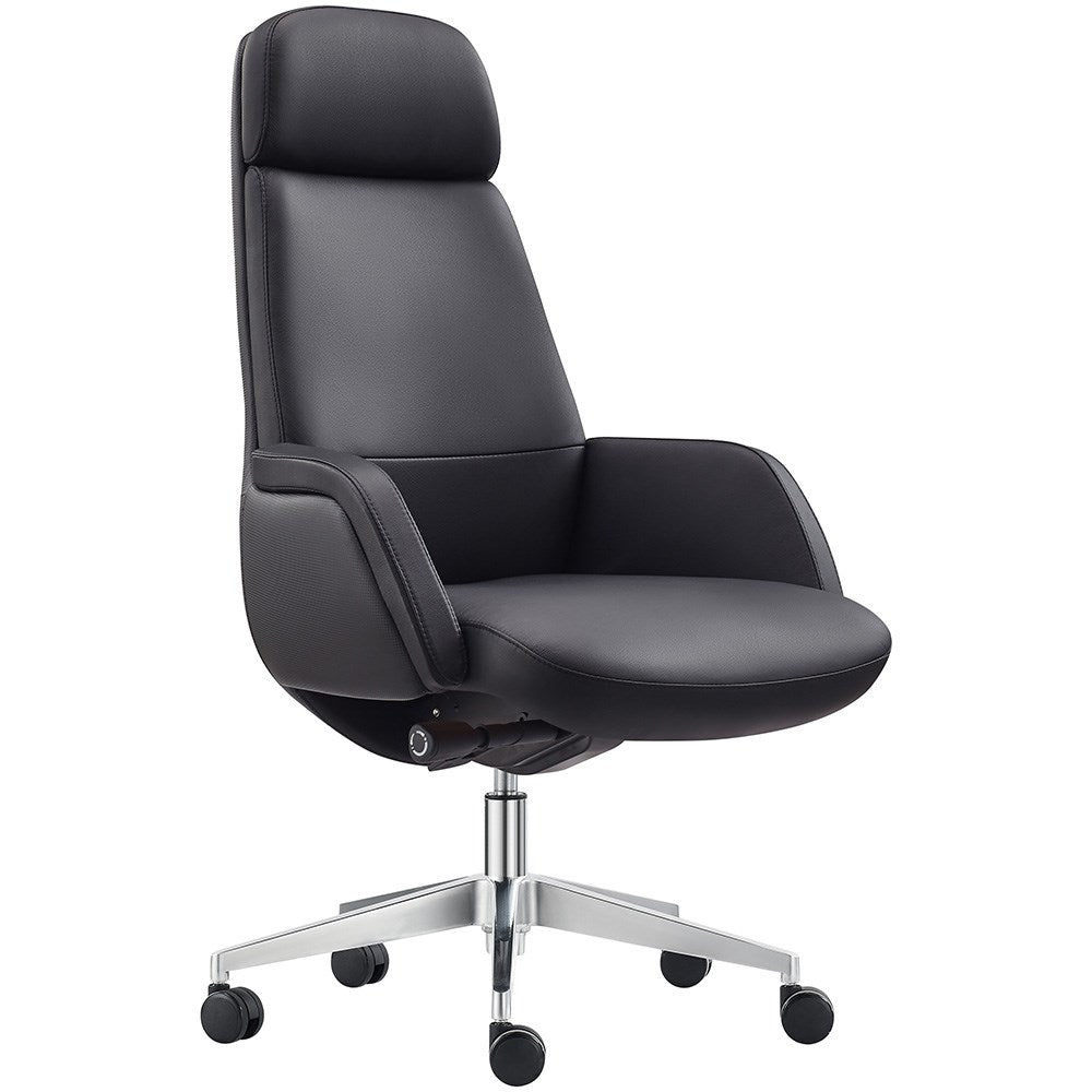 Captain Executive Chair With Arms Leather Black High Back Black | Office Furniture Designs