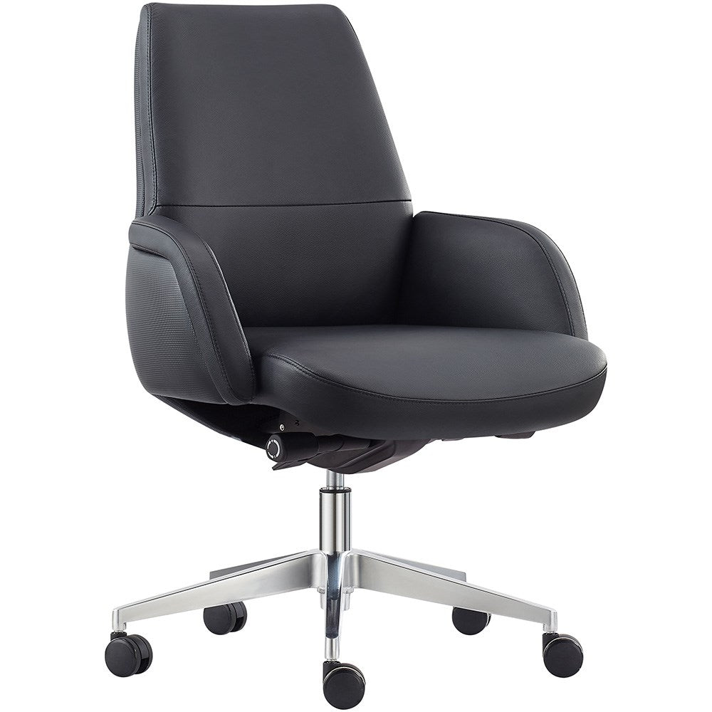 Captain Executive Chair With Arms Leather Black Low Back Black | Office Furniture Designs