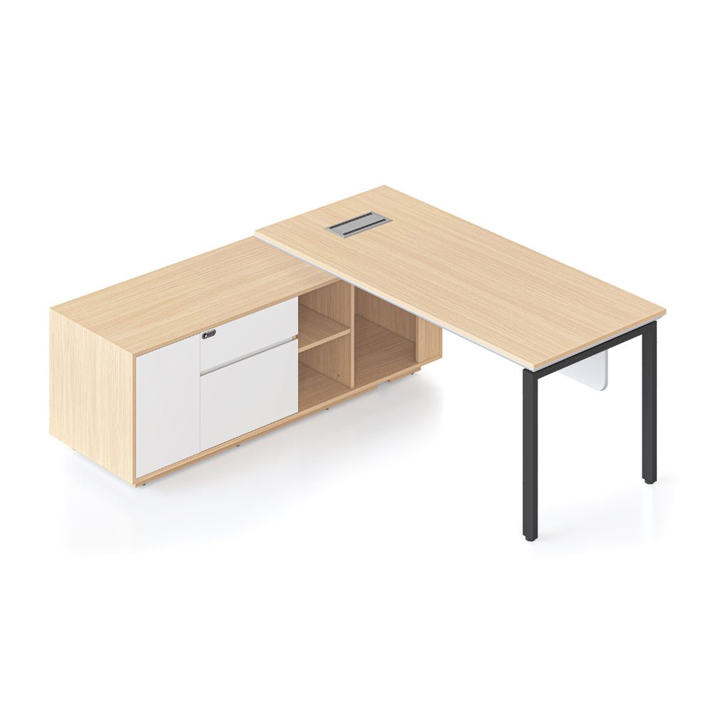 Casa Executive Desk & Cabinet Black Profile Leg Left Hand Cabinet | Office Furniture Designs