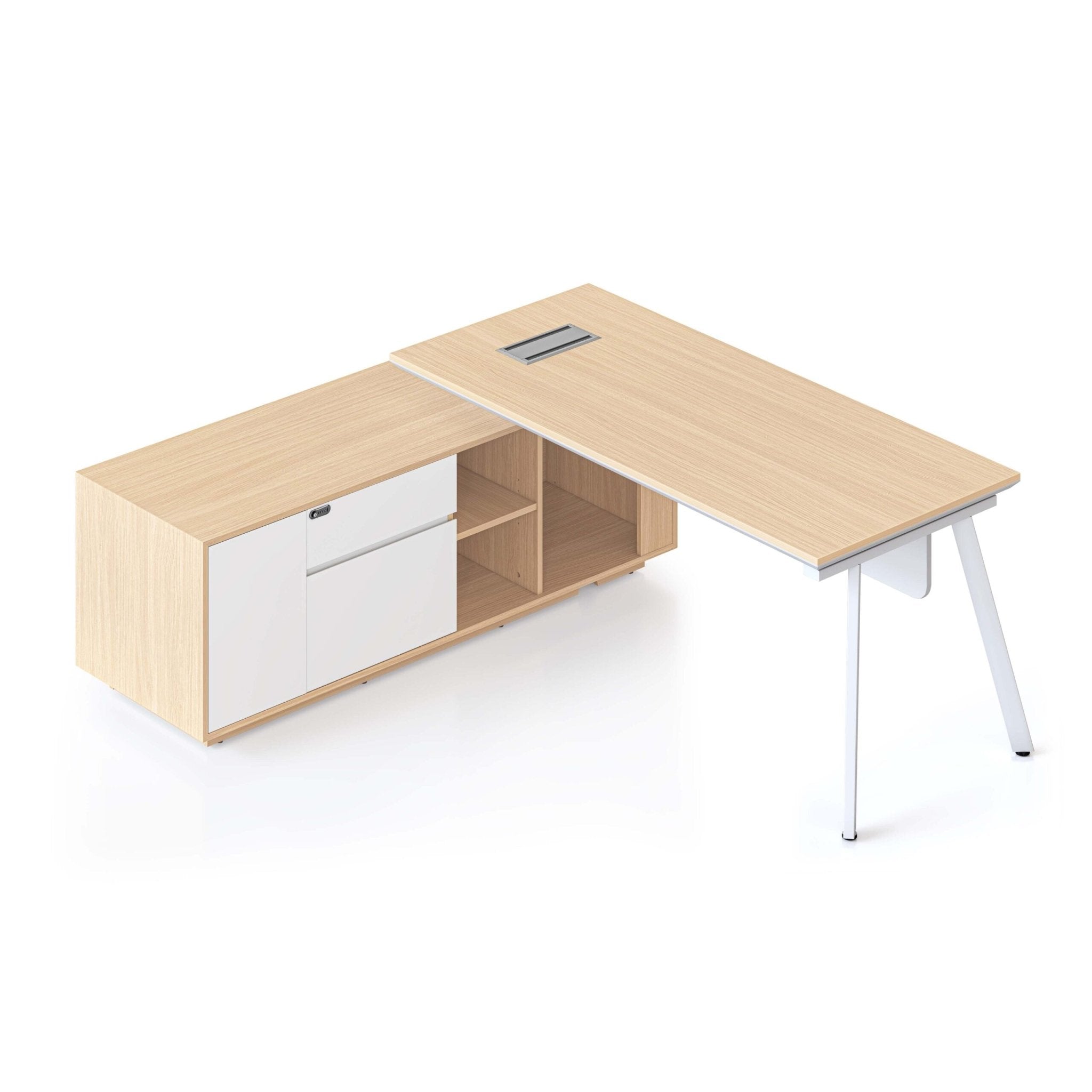 Casa Executive Desk & Cabinet White Eternity Leg Left Hand Cabinet | Office Furniture Designs