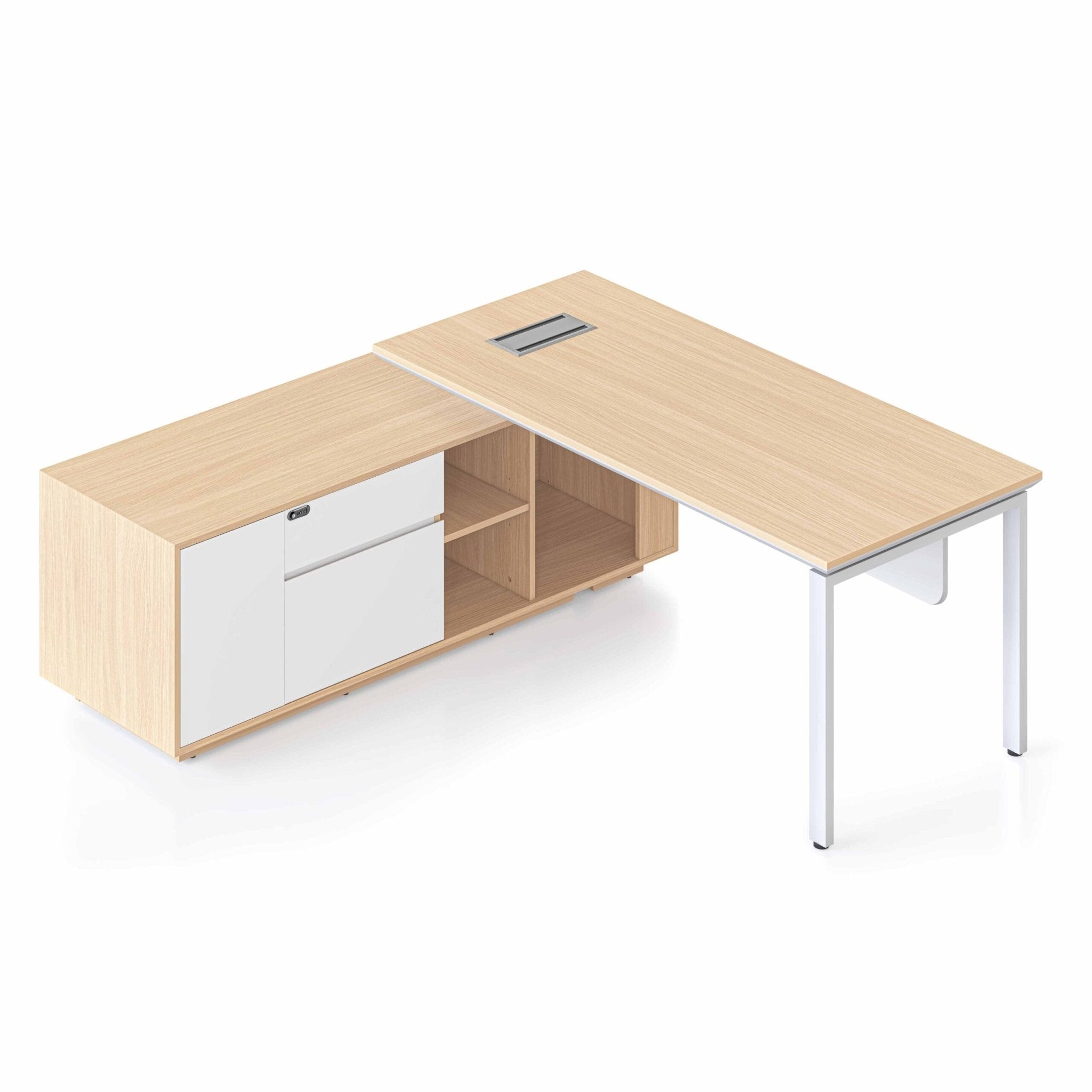 Casa Executive Desk & Cabinet White Profile Leg Left Hand Cabinet | Office Furniture Designs