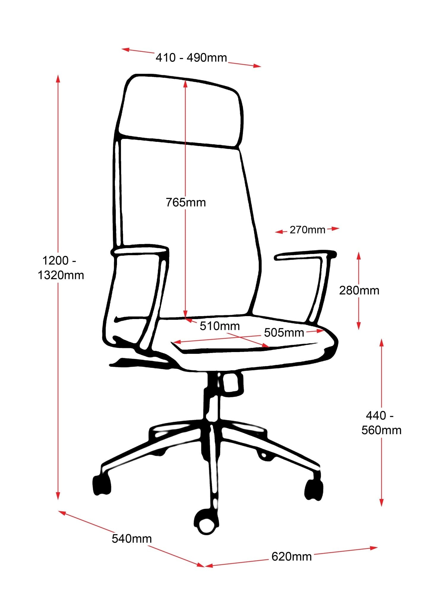 CL3000 Executive Chair With Arms Black PU High Back Executive Black | Office Furniture Designs