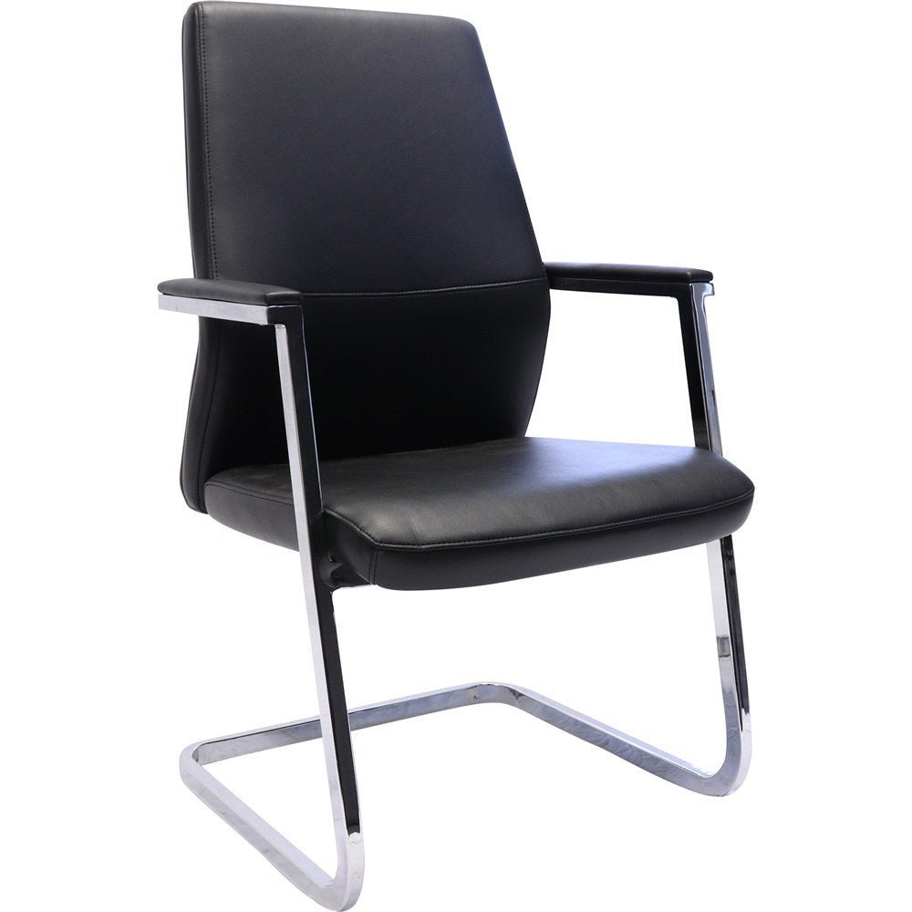 CL3000 Executive Chair With Arms Black PU Medium Back Slimline Executive Canitlever Black | Office Furniture Designs