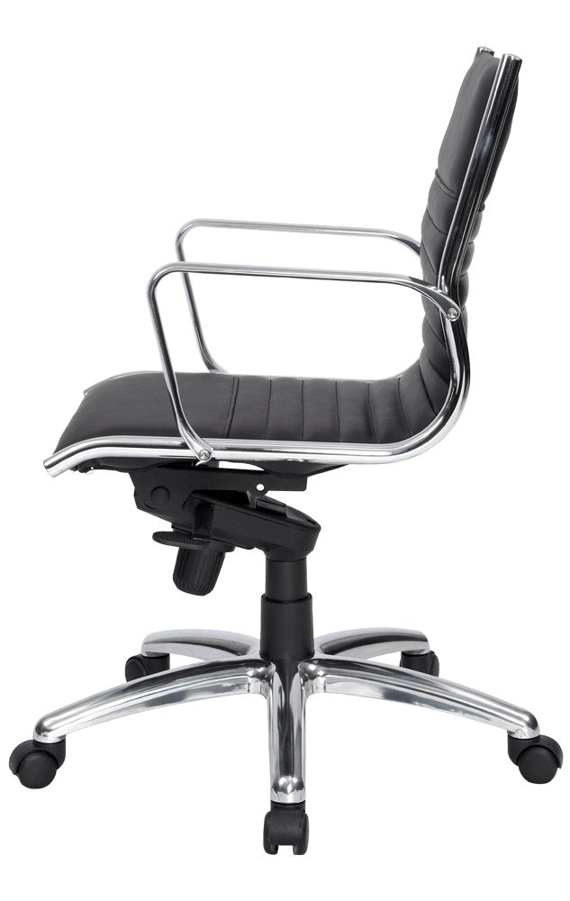 Cogra Executive Medium Back Meeting Chair Chrome Frame And Arms Black Leather Black | Office Furniture Designs
