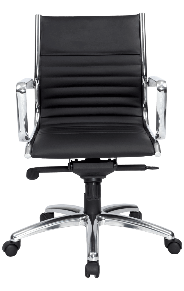 Cogra Executive Medium Back Meeting Chair Chrome Frame And Arms Black Leather Black | Office Furniture Designs
