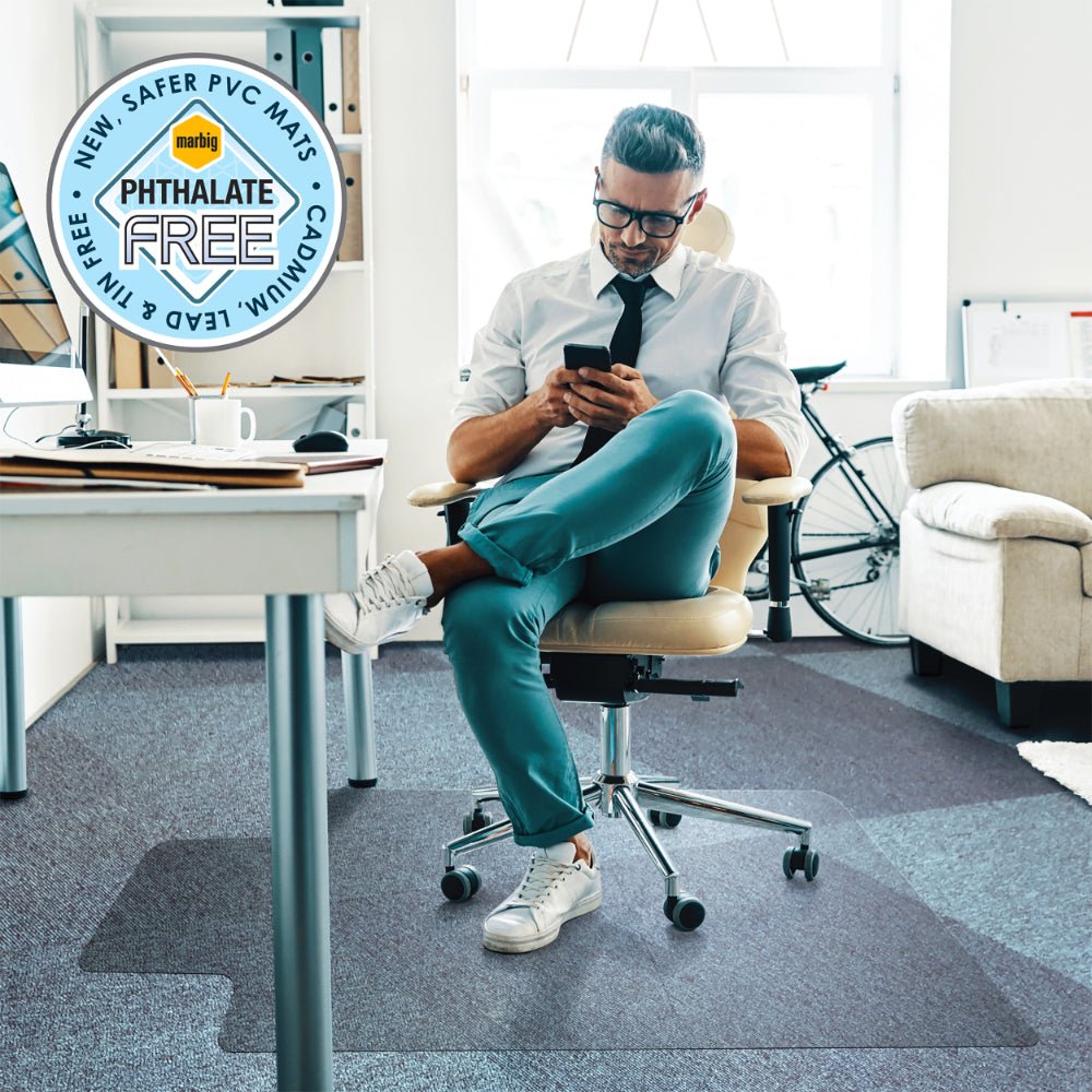 Deluxe Chair Mat Notched Based For Medium Pile Carpet Clear 90 x 120cm | Office Furniture Designs