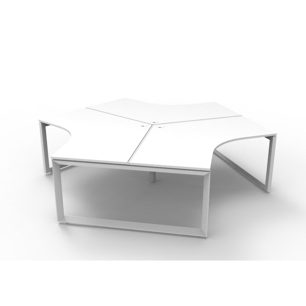 Deluxe Infinity 120 Degree Workstation Loop Leg 3 Person 2866W x 2480D x 730mmH 2866W x 2480D x 730H White | Office Furniture Designs