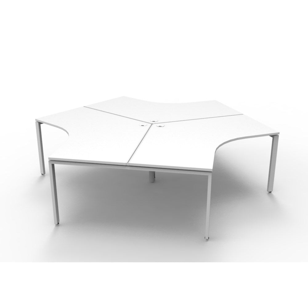 Deluxe Infinity 120 Degree Workstation Profile Leg 3 Person 2866Wx2480Dx730mmH 2866W x 2480D x 730H White | Office Furniture Designs