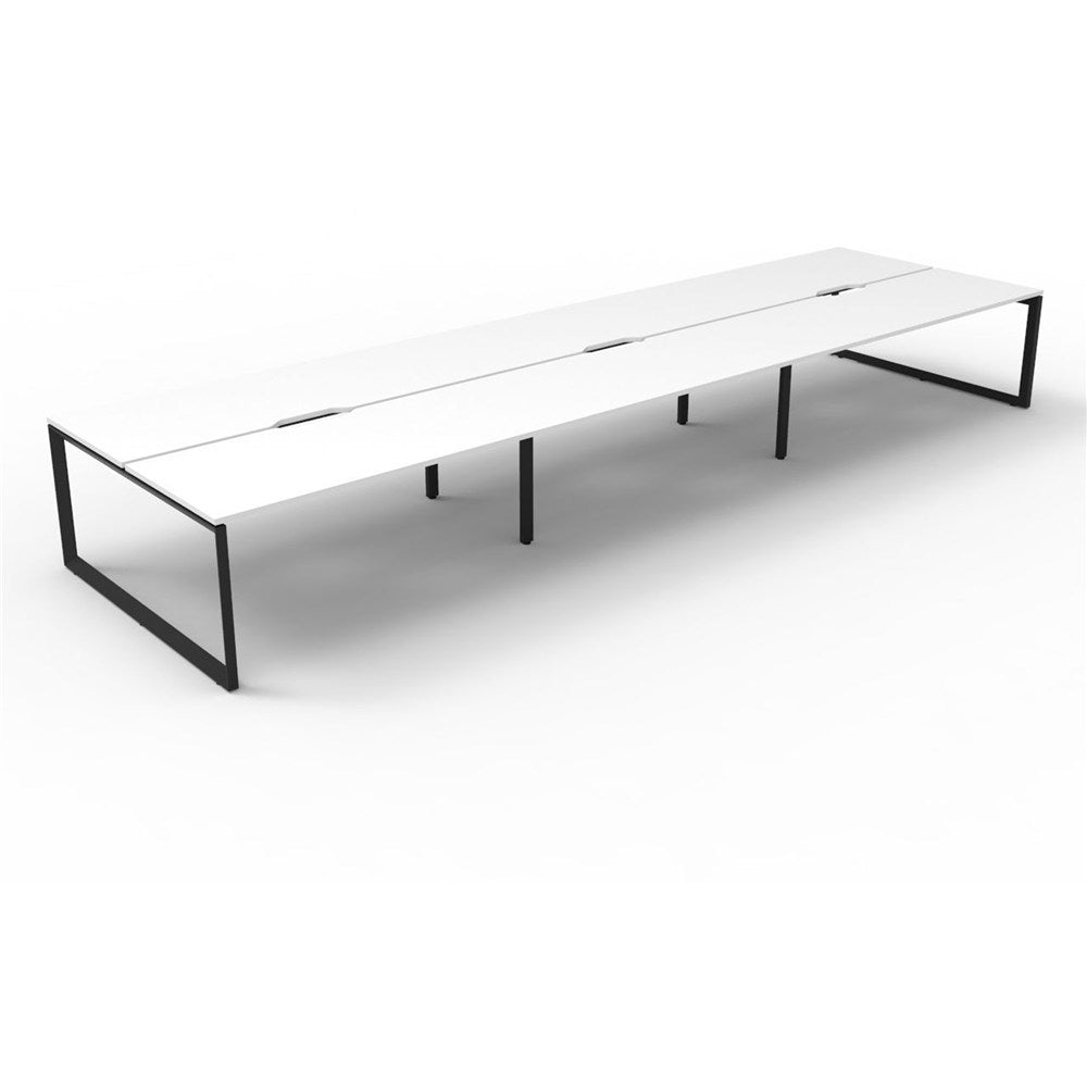 Deluxe Infinity Desk Double Sided 6 Person Loop Leg Black & White 3600W x 1530D x 730H | Office Furniture Designs