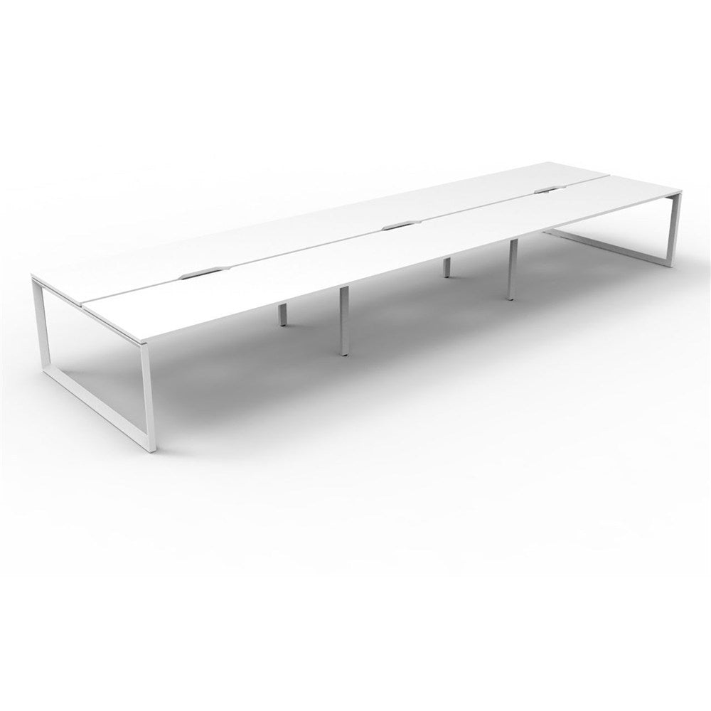 Deluxe Infinity Desk Double Sided 6 Person Loop Leg White & White 4500W x 1530D x 730H | Office Furniture Designs