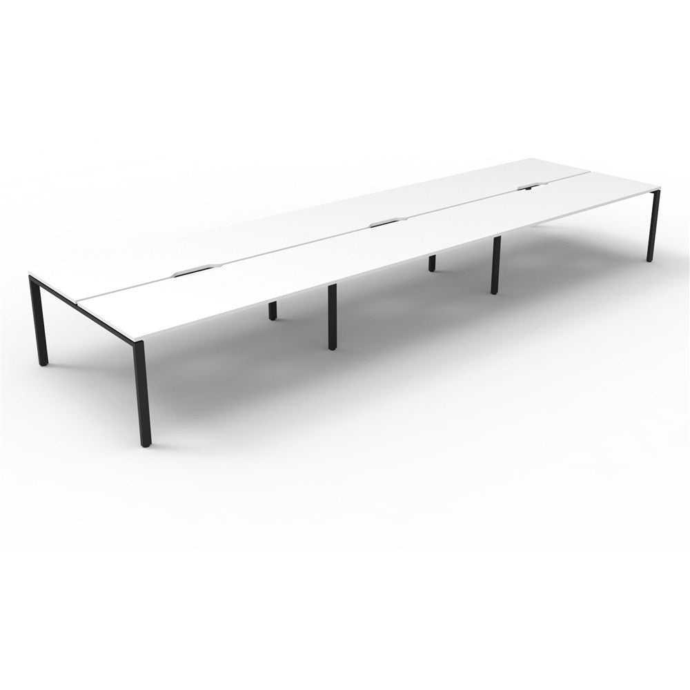 Deluxe Infinity Desk Double Sided 6 Person Profile Leg Black & White 5400W x 1530D x 730H | Office Furniture Designs