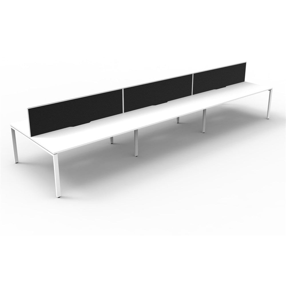 Deluxe Infinity Desk Double Sided 6 Person Profile Leg + Screen White & White 4500W x 1530D x 730H | Office Furniture Designs
