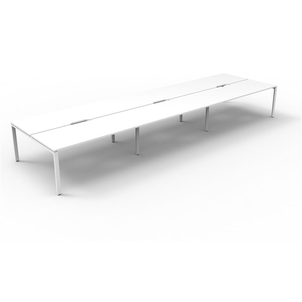 Deluxe Infinity Desk Double Sided 6 Person Profile Leg White & White 3600W x 1530D x 730H | Office Furniture Designs