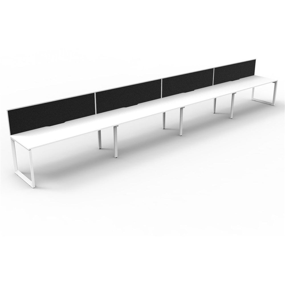 Deluxe Infinity Desk Loop Leg Single Sided + Screen 4 Person 4800W x 780D x 1200H White & White | Office Furniture Designs