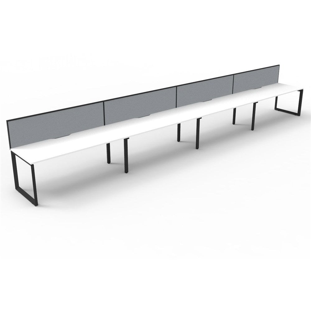 Deluxe Infinity Desk Loop Leg Single Sided + Screen 4 Person 7200W x 780D x 1200H Black & White | Office Furniture Designs