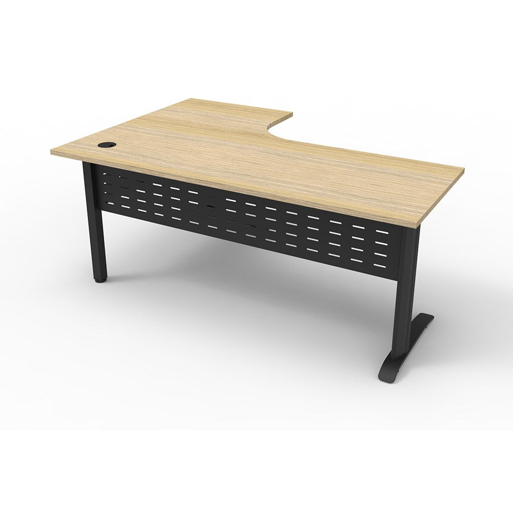 Deluxe Rapid Span Corner Workstation 1800W x 1200D x 750H Black & Oak | Office Furniture Designs
