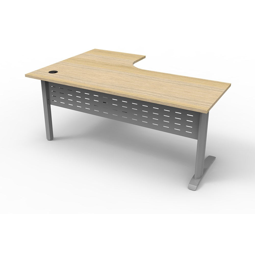 Deluxe Rapid Span Corner Workstation 1800W x 1200D x 750H Oak & Silver | Office Furniture Designs
