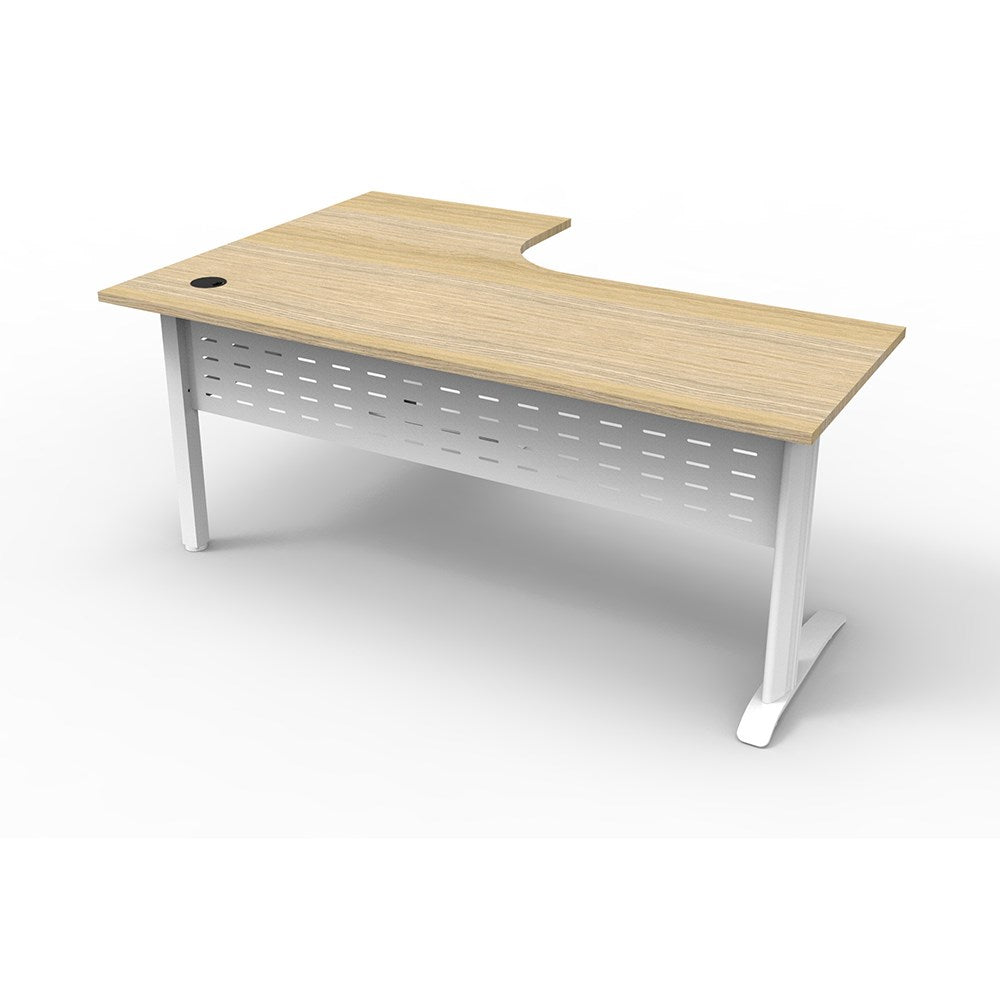 Deluxe Rapid Span Corner Workstation 1800W x 1200D x 750H White & Oak | Office Furniture Designs