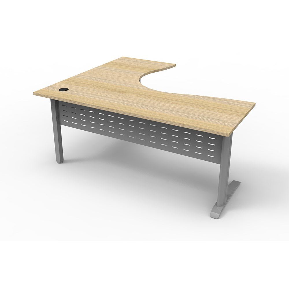 Deluxe Rapid Span Corner Workstation 1800W x 1500D x 750H Oak & Silver | Office Furniture Designs