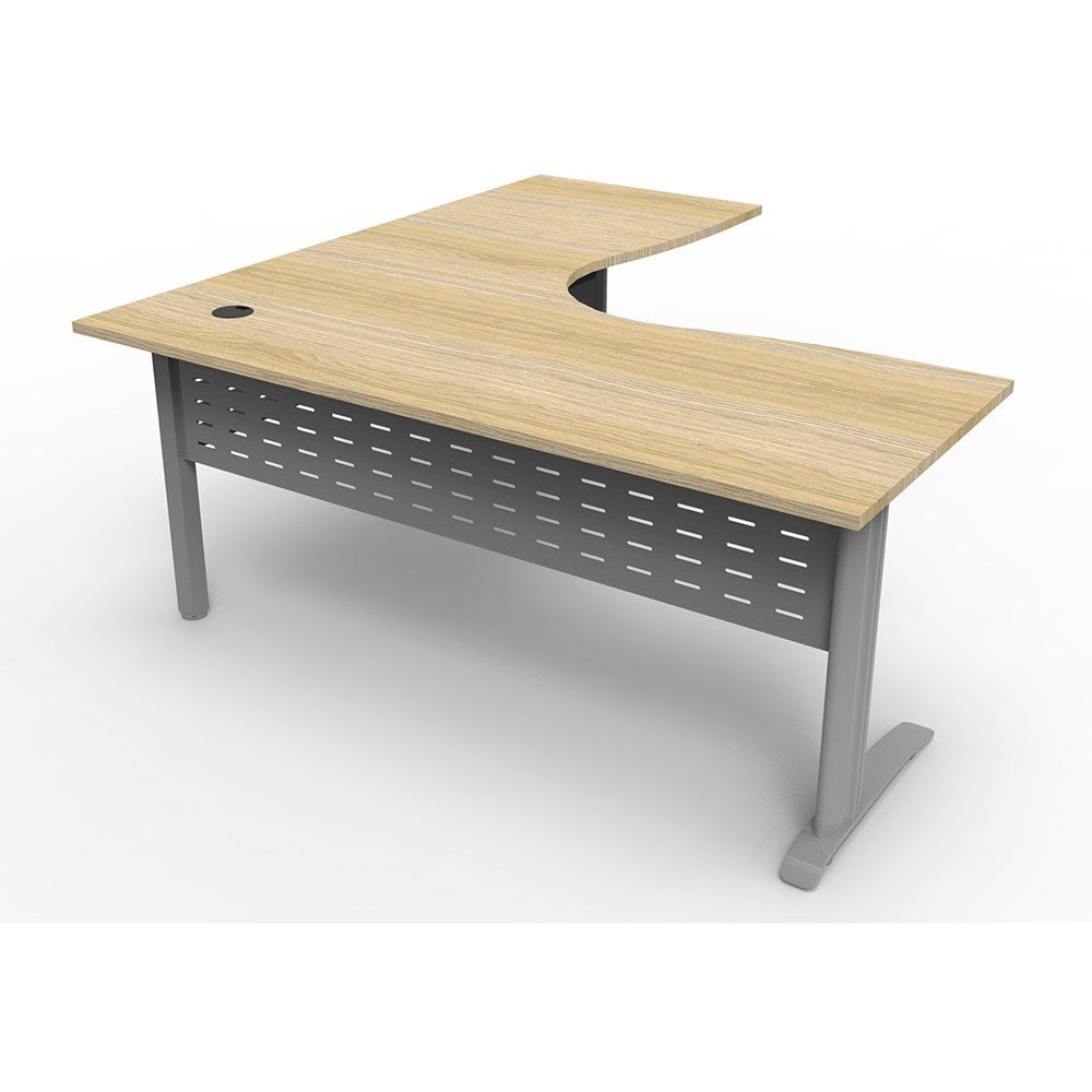 Deluxe Rapid Span Corner Workstation 1800W x 1800D x 750H Oak & Silver | Office Furniture Designs