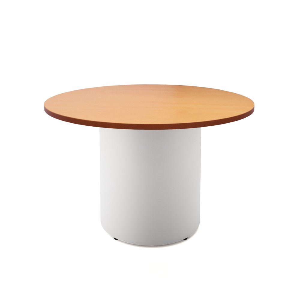 Drum Round Meeting Table 1200 Diameter Beech & White | Office Furniture Designs