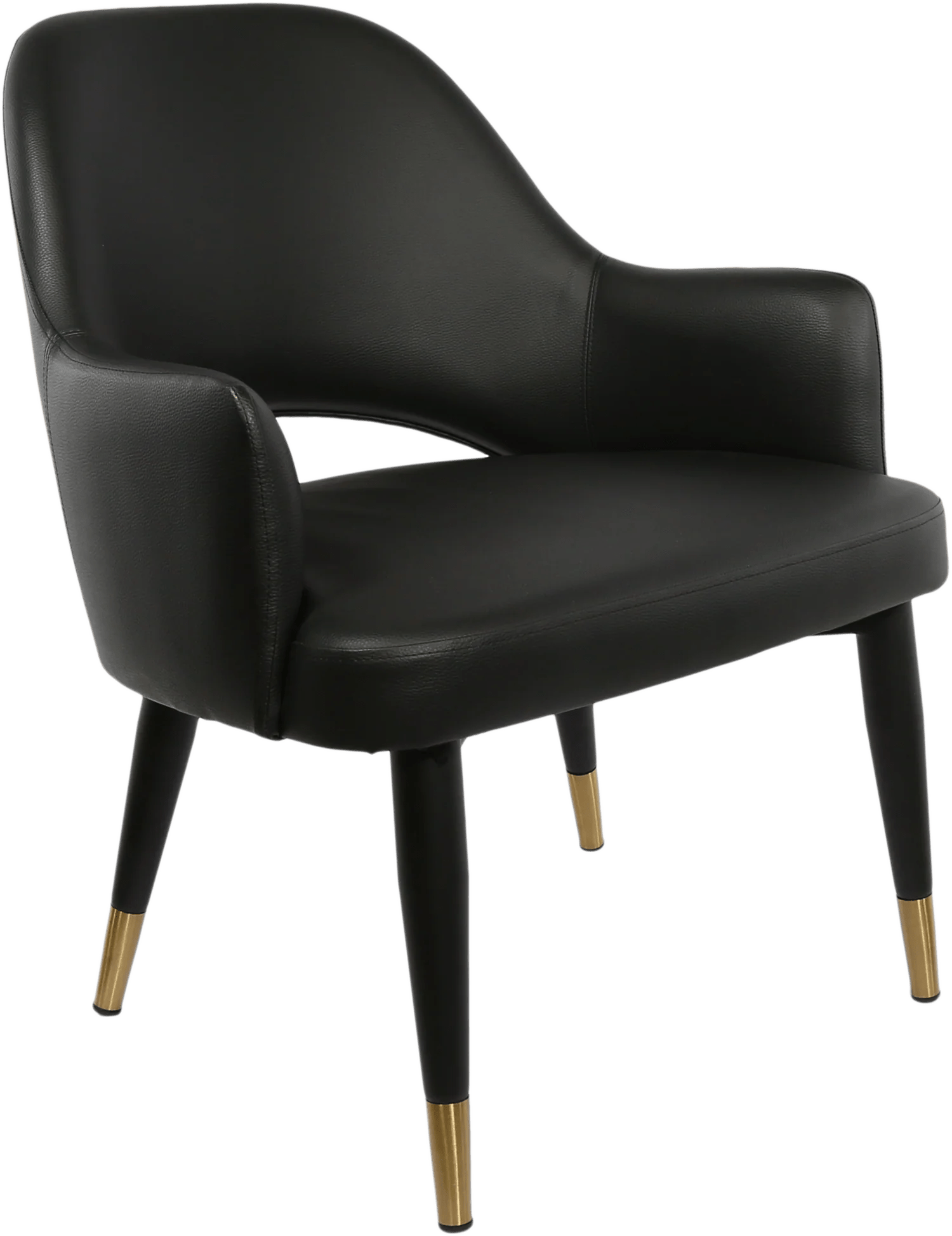 Durafurn BonBon Armchair Metal Black with Brass Tips Black Vinyl Shell | Office Furniture Designs