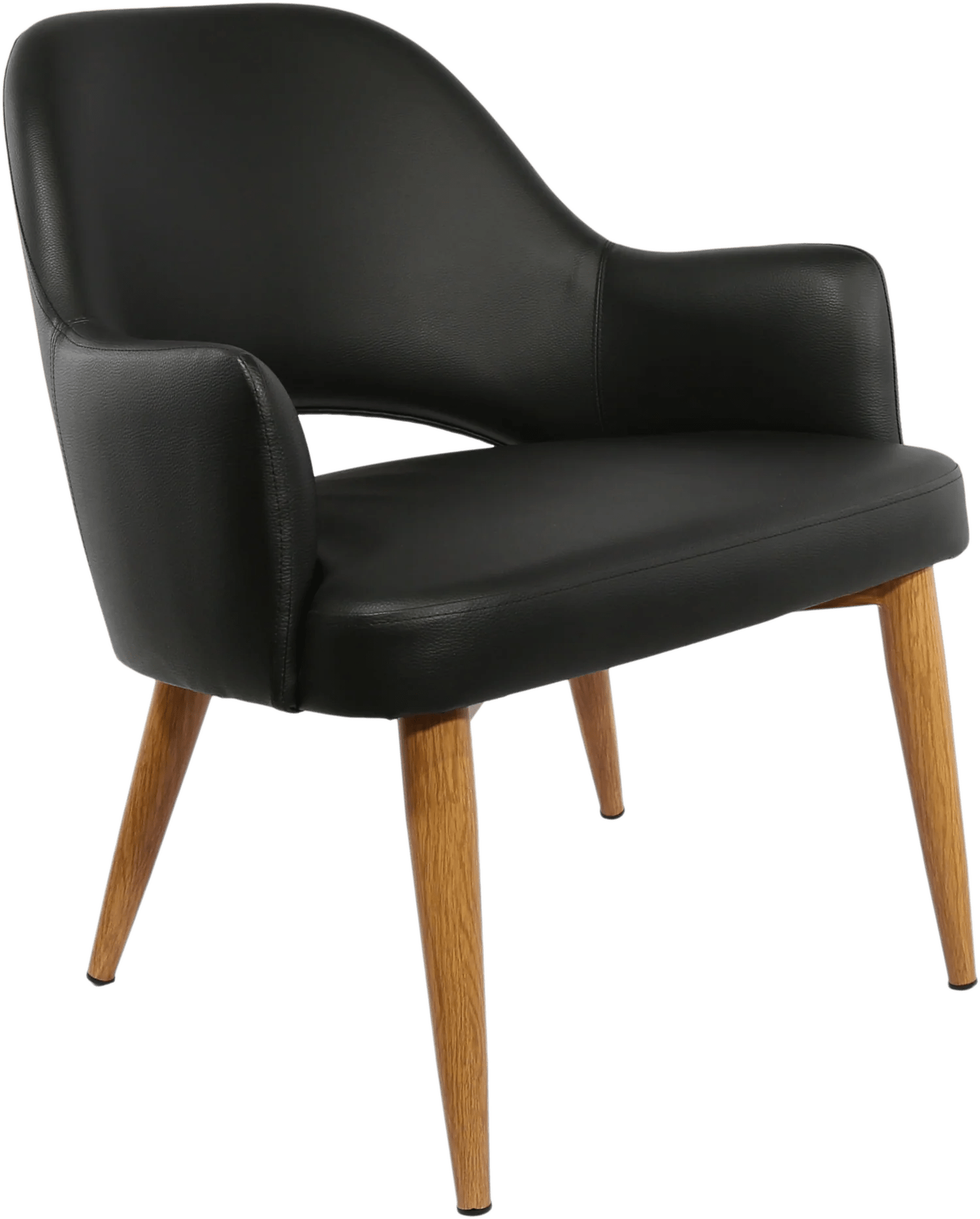 Durafurn BonBon Armchair Metal Timber Image Natural Oak Black Vinyl Shell | Office Furniture Designs